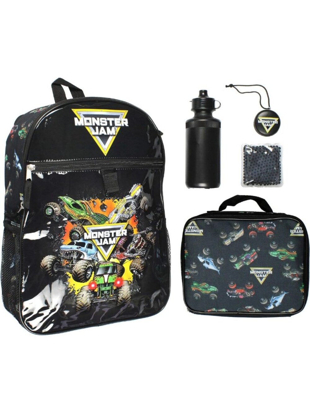 5-Piece Monster Truck Backpack Set with Lunch Bag, Water Bottle & Ice Pack - 16